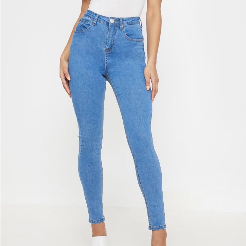 PLT Mid Wash High Waist 5 Pocket Skinny Jean